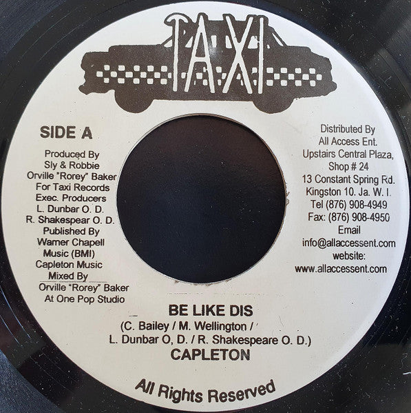 CAPLETON feat. SLY & ROBBIE - Be Like Dis / Taxi Rhythm 7"
