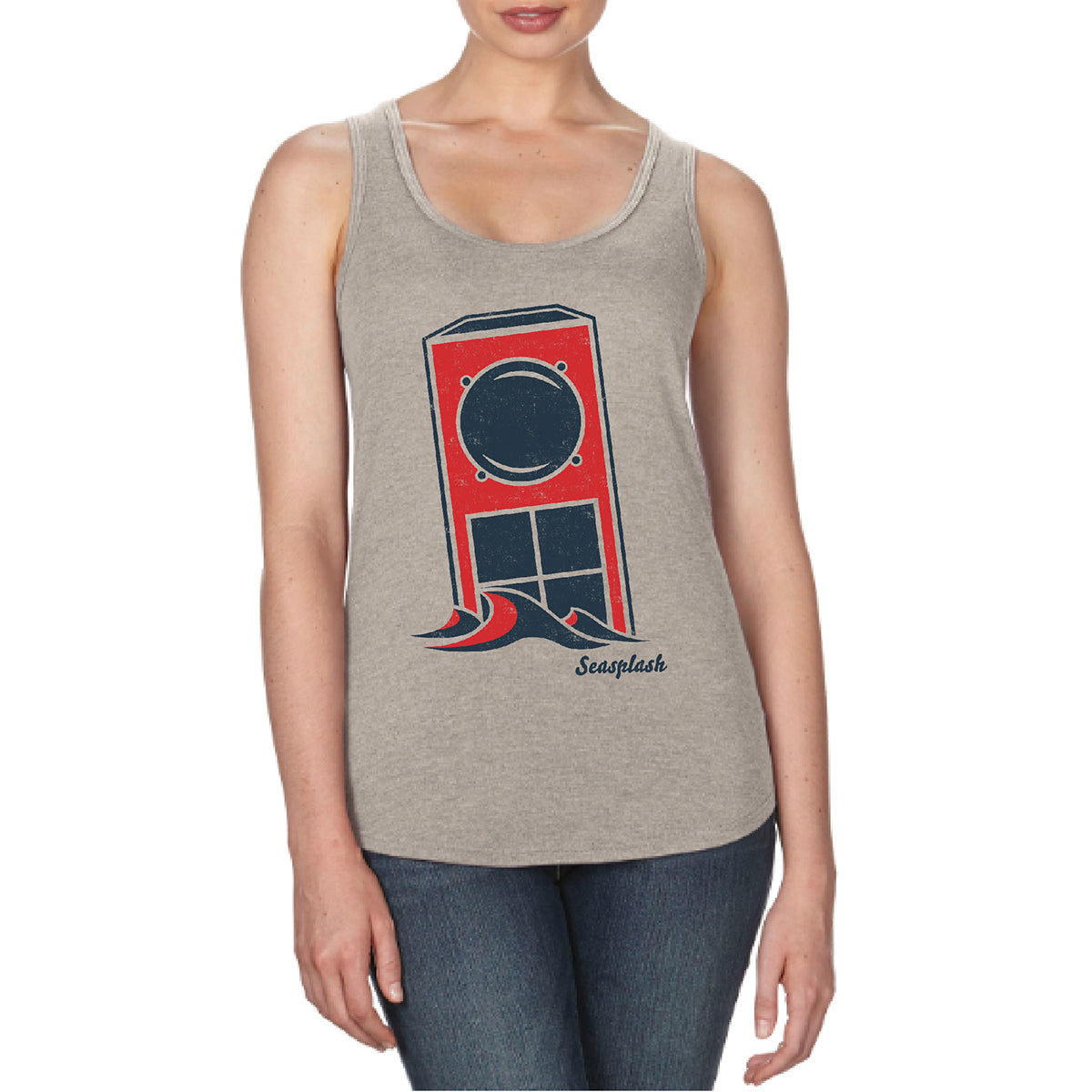 SEASPLASH - Red Cabinet + Waves + Logo / #1 - Women's Heather Slate Tank